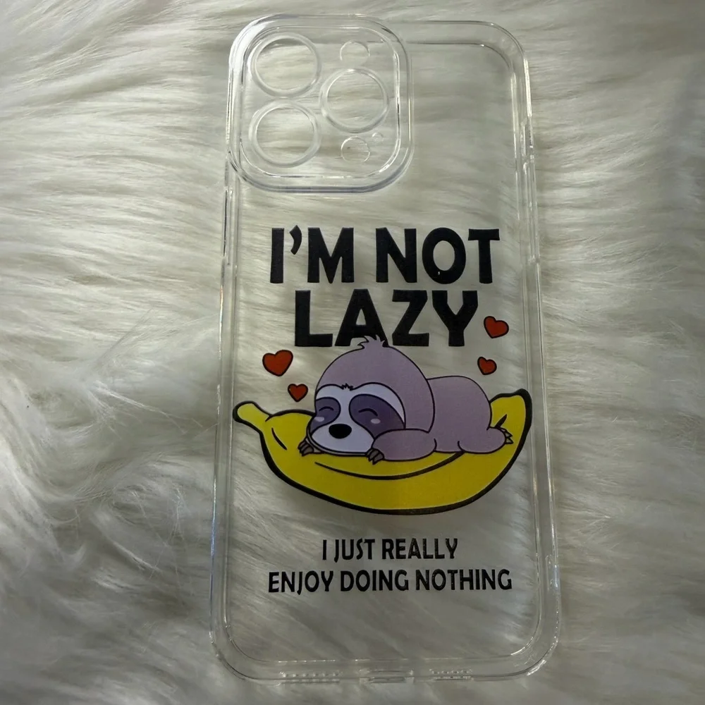 🩷5/$10 iPhone 15 max pro Clear Sloth Design Phone Case